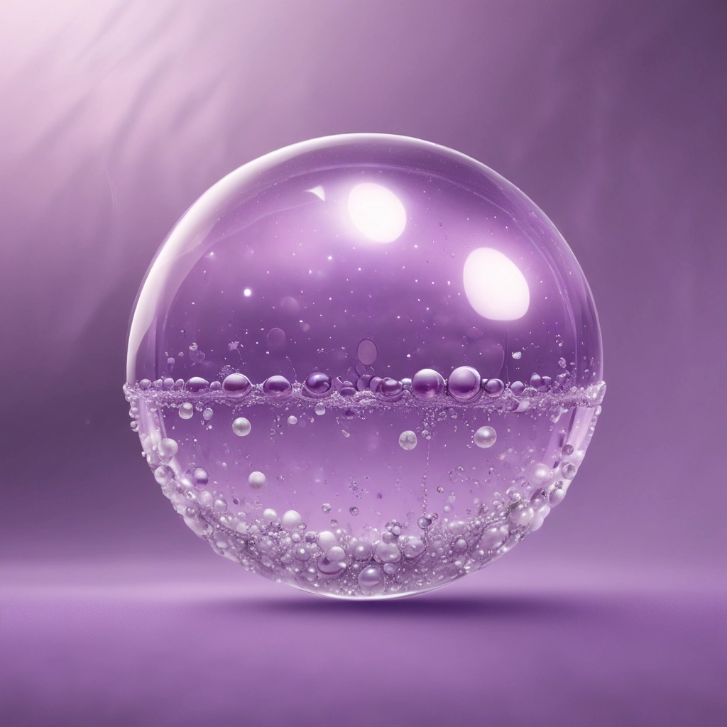 A crystal ball is placed in front of a computer screen displaying colorful code and text. The ball reflects and distorts the vivid lines of code, giving them a swirling, abstract appearance. The background is mostly dark, highlighting the bright neon colors of the text on the screen.